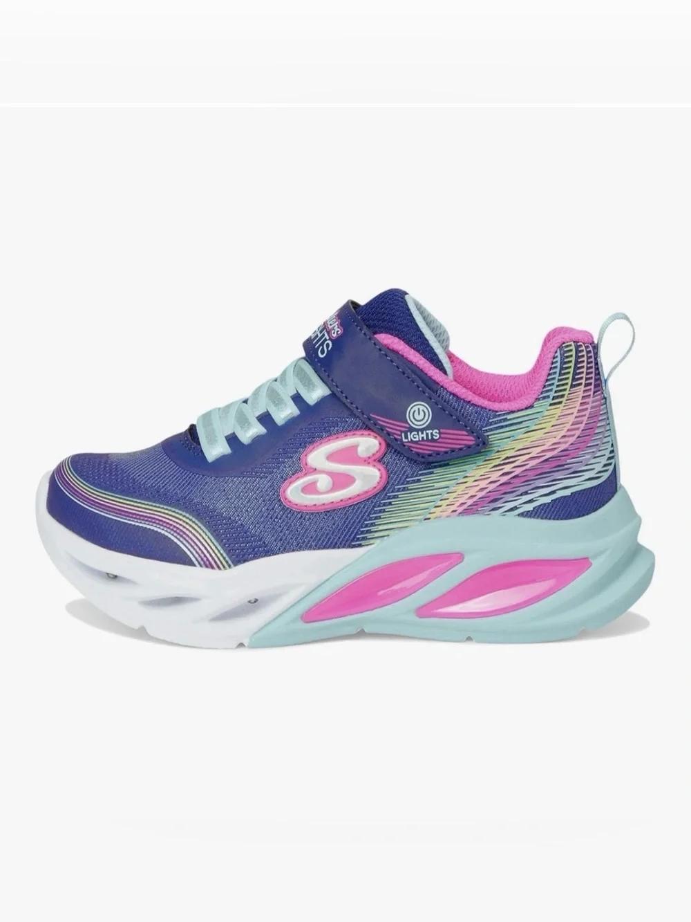 Skechers Kids' S-Lights Navy & Pink Light-Up Athletic Shoes